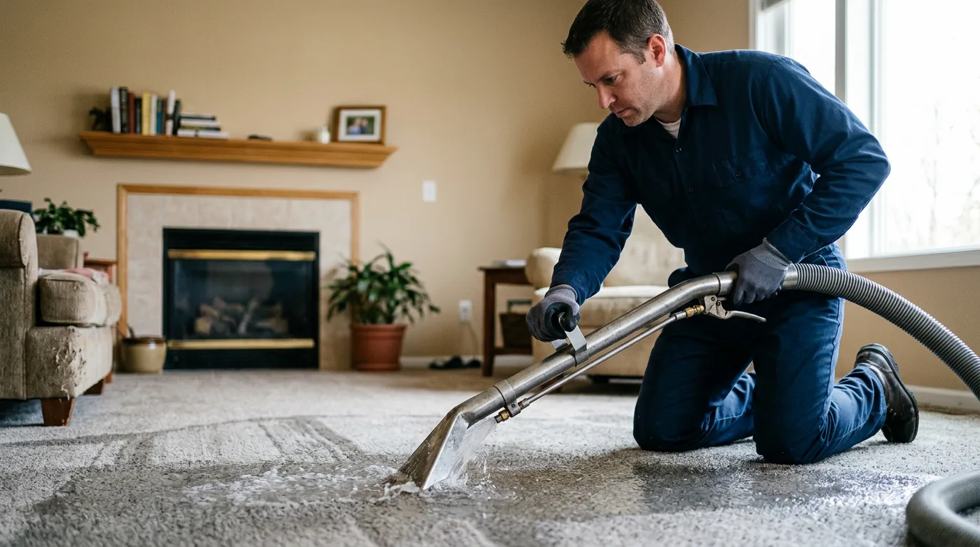 Water damage restoration technician working near El Dorado, KS